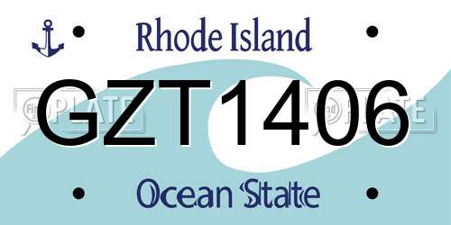GZT1406 Rhode Island License Plate