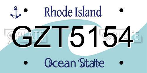 GZT5154 Rhode Island License Plate