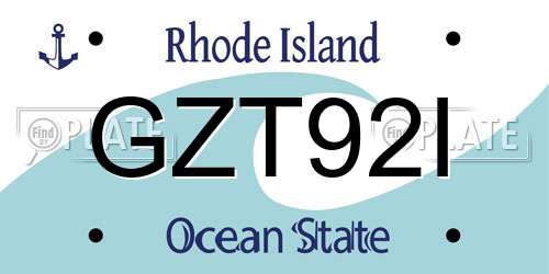 GZT92I Rhode Island License Plate
