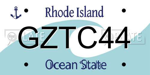 GZTC44 Rhode Island License Plate