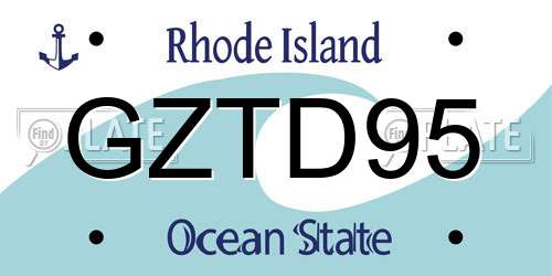 GZTD95 Rhode Island License Plate