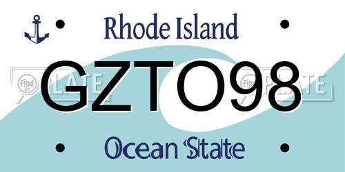 GZTO98 Rhode Island License Plate