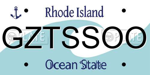 GZTSSOO Rhode Island License Plate