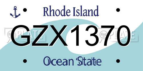 GZX1370 Rhode Island License Plate