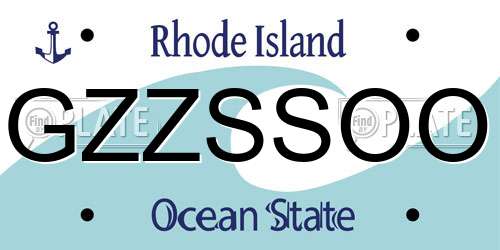 GZZSSOO Rhode Island License Plate