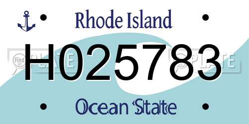 H025783 Rhode Island License Plate