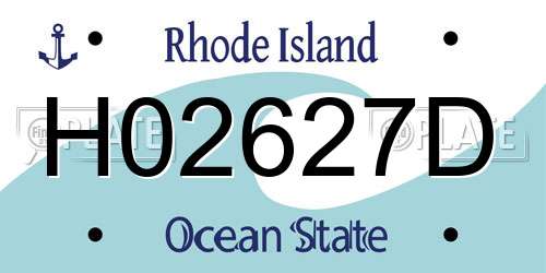 H02627D Rhode Island License Plate