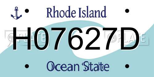 H07627D Rhode Island License Plate