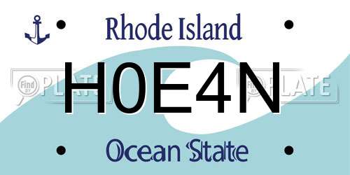 H0E4N Rhode Island License Plate
