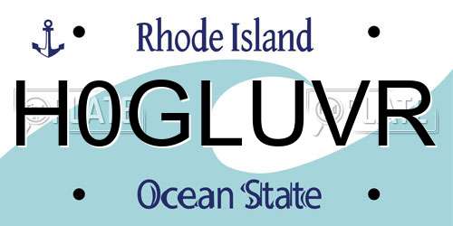 H0GLUVR Rhode Island License Plate