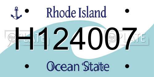 H124007 Rhode Island License Plate