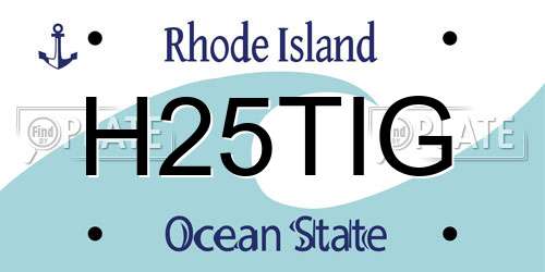 H25TIG Rhode Island License Plate