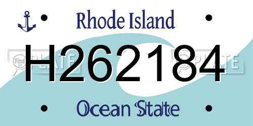 H262184 Rhode Island License Plate