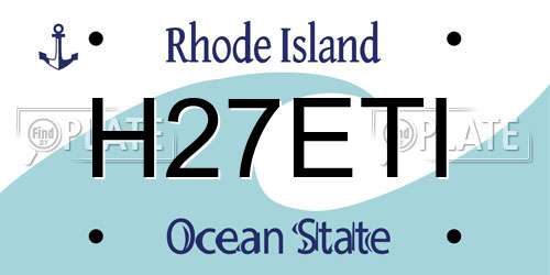 H27ETI Rhode Island License Plate