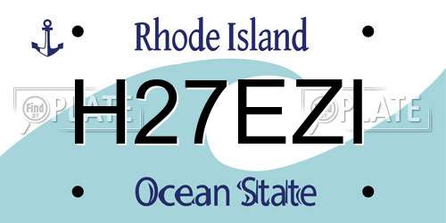 H27EZI Rhode Island License Plate