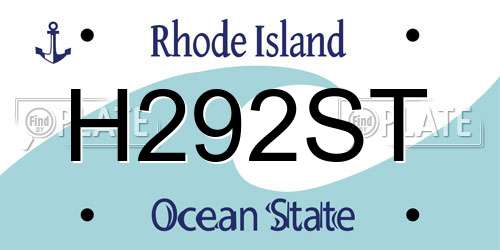 H292ST Rhode Island License Plate