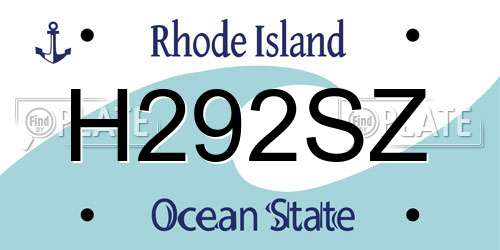 H292SZ Rhode Island License Plate