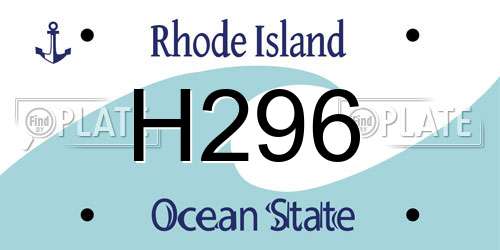H296 Rhode Island License Plate