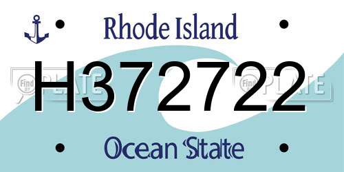 H372722 Rhode Island License Plate