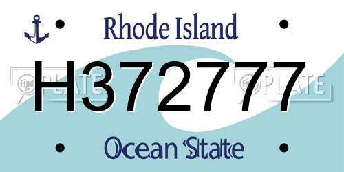 H372777 Rhode Island License Plate