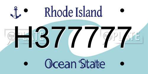 H377777 Rhode Island License Plate
