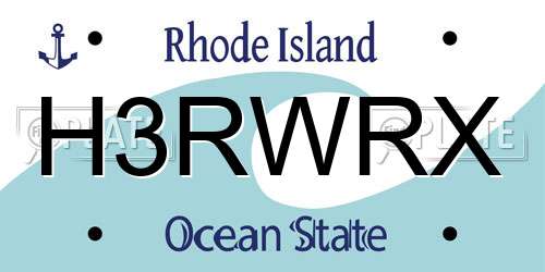 H3RWRX Rhode Island License Plate
