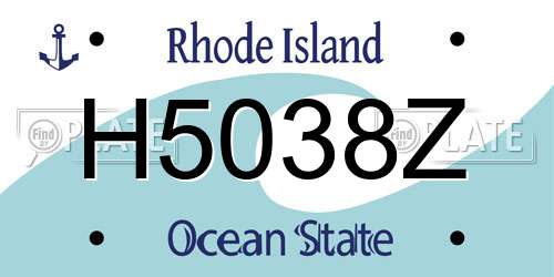 H5038Z Rhode Island License Plate