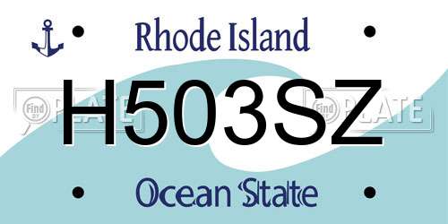 H503SZ Rhode Island License Plate
