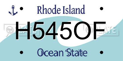 H545OF Rhode Island License Plate