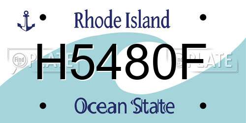 H5480F Rhode Island License Plate