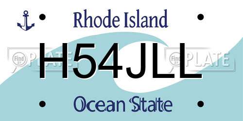 H54JLL Rhode Island License Plate