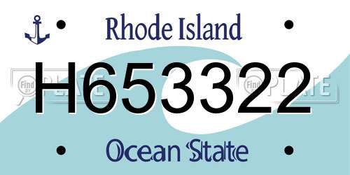 H653322 Rhode Island License Plate