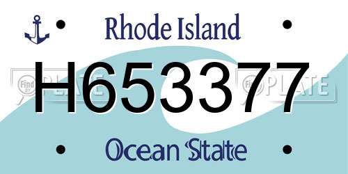 H653377 Rhode Island License Plate