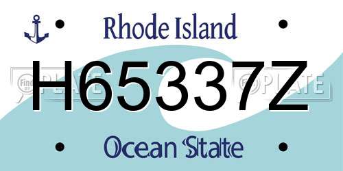 H65337Z Rhode Island License Plate