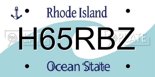 H65RBZ Rhode Island License Plate