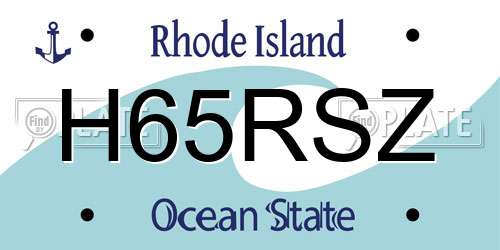 H65RSZ Rhode Island License Plate
