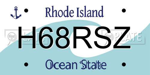 H68RSZ Rhode Island License Plate