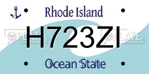 H723ZI Rhode Island License Plate