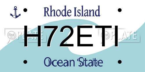 H72ETI Rhode Island License Plate