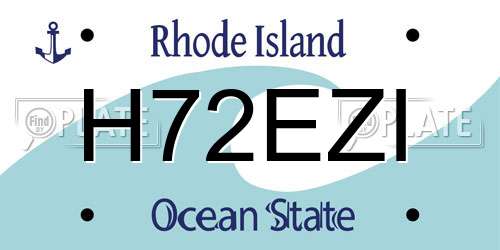 H72EZI Rhode Island License Plate