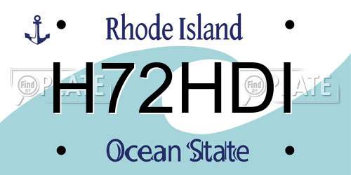 H72HDI Rhode Island License Plate