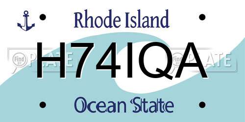 H74IQA Rhode Island License Plate