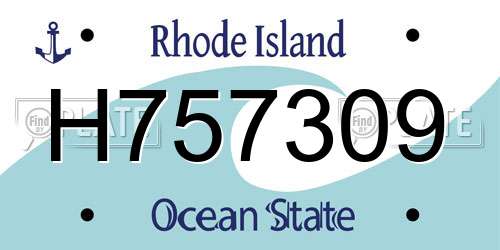 H757309 Rhode Island License Plate