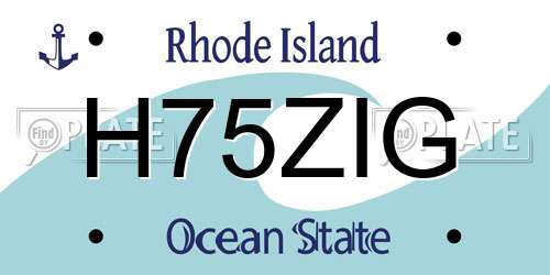 H75ZIG Rhode Island License Plate