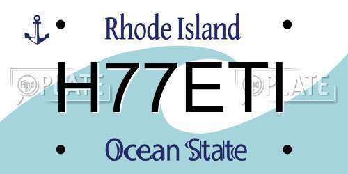 H77ETI Rhode Island License Plate