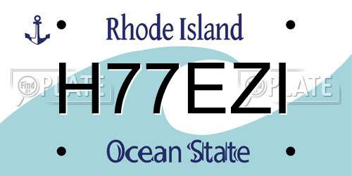 H77EZI Rhode Island License Plate