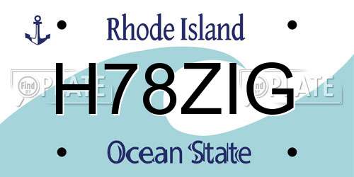 H78ZIG Rhode Island License Plate