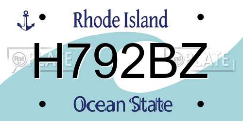 H792BZ Rhode Island License Plate