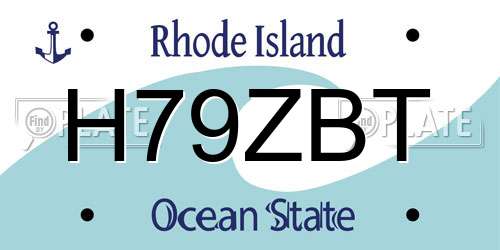 H79ZBT Rhode Island License Plate
