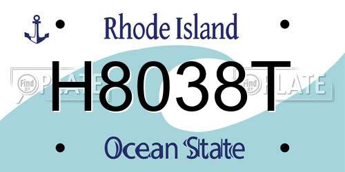 H8038T Rhode Island License Plate